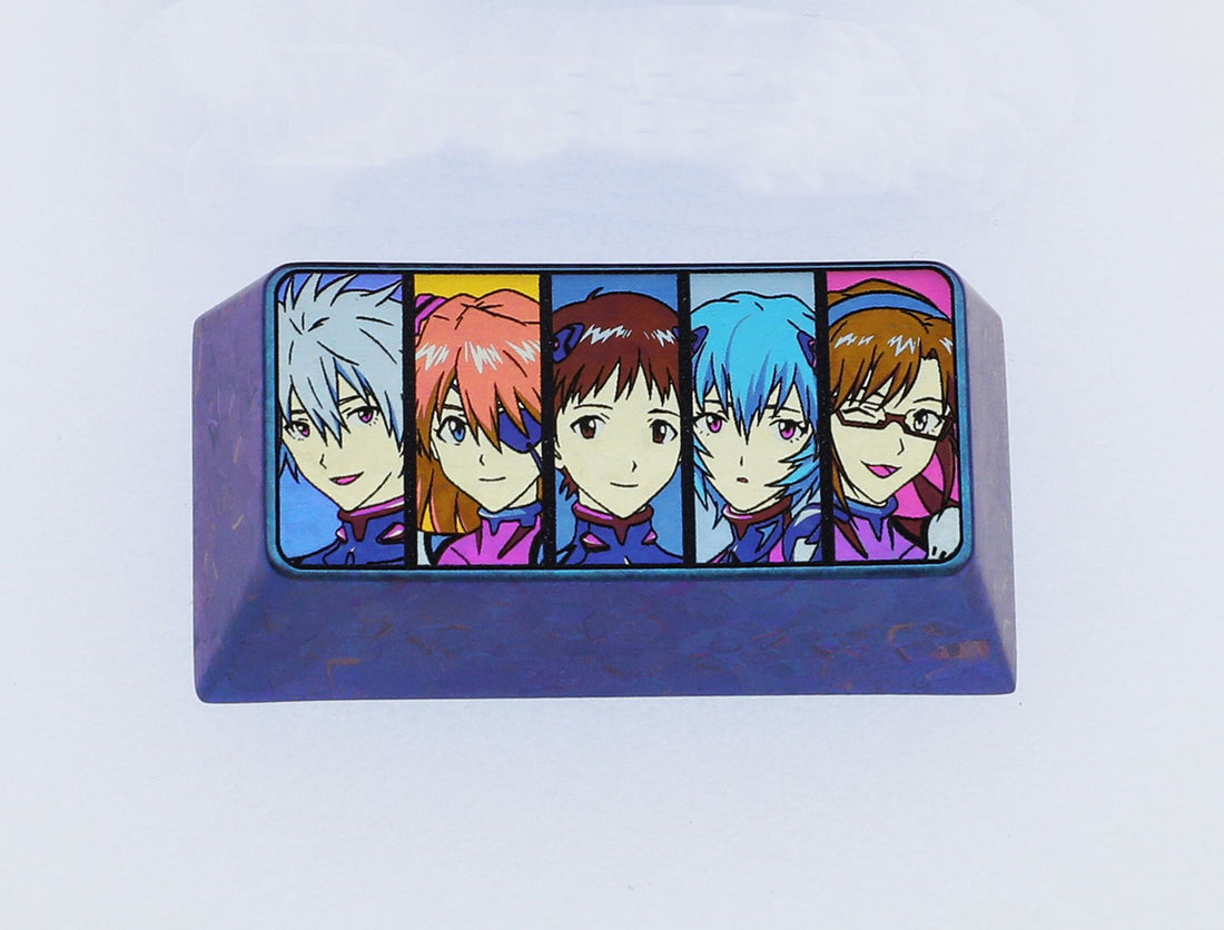 Eva full character, colorful titanium alloy metal carved keycaps, personalized keycaps, decorative keycaps