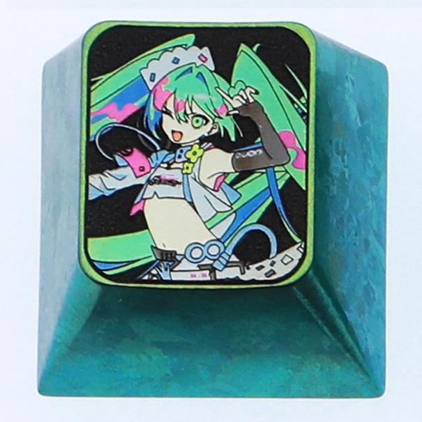 Hatsune Miku, 1U titanium alloy personalized keycap, animation game music culture creative decoration keycap, metal art keycap