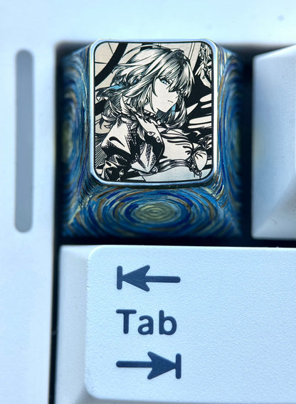Wuthering Waves, GALBRENR, 1U precision carved titanium alloy personalized keycaps, anime and game creative metal carving custom decorative keycaps