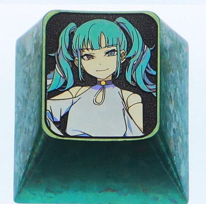 Hatsune Miku theme, 10 styles, highly selectable, 1 U titanium alloy personalized keycap, animation game music culture creative decoration keycap, metal art keycap
