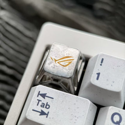 ROG, LOGO, 1U titanium alloy hollow personalized keycaps, mechanical keyboard game keyboard decorative keycaps.
