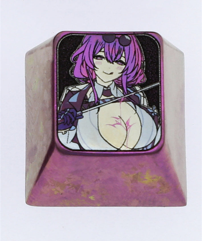 Honkai: Star Rail,Kafka, Colored titanium alloy 1U carved keycaps, personalized keycaps for mechanical keyboards.