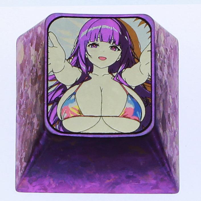 Anime game character swimsuit collection, 1U titanium alloy personalized keycap height optional, metal carving decoration creative keycap