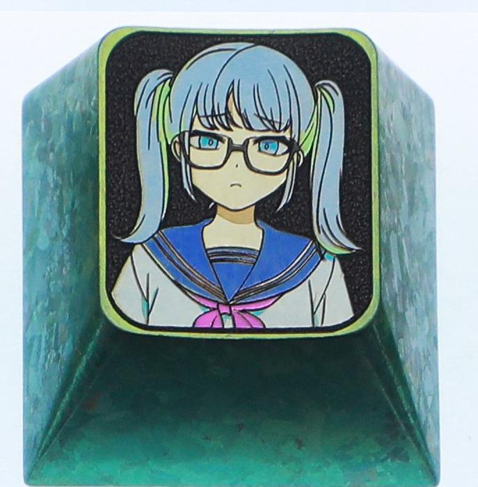 Hatsune Miku theme, 10 styles, highly selectable, 1 U titanium alloy personalized keycap, animation game music culture creative decoration keycap, metal art keycap