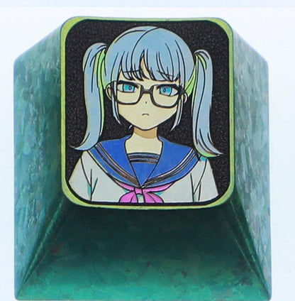 Hatsune Miku theme, 10 styles, highly selectable, 1 U titanium alloy personalized keycap, animation game music culture creative decoration keycap, metal art keycap