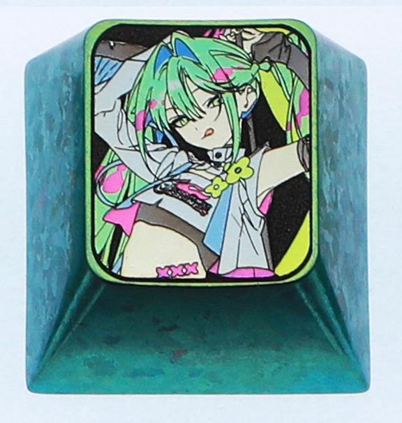 Hatsune Miku, 1U titanium alloy personalized keycap, animation game music culture creative decoration keycap, metal art keycap