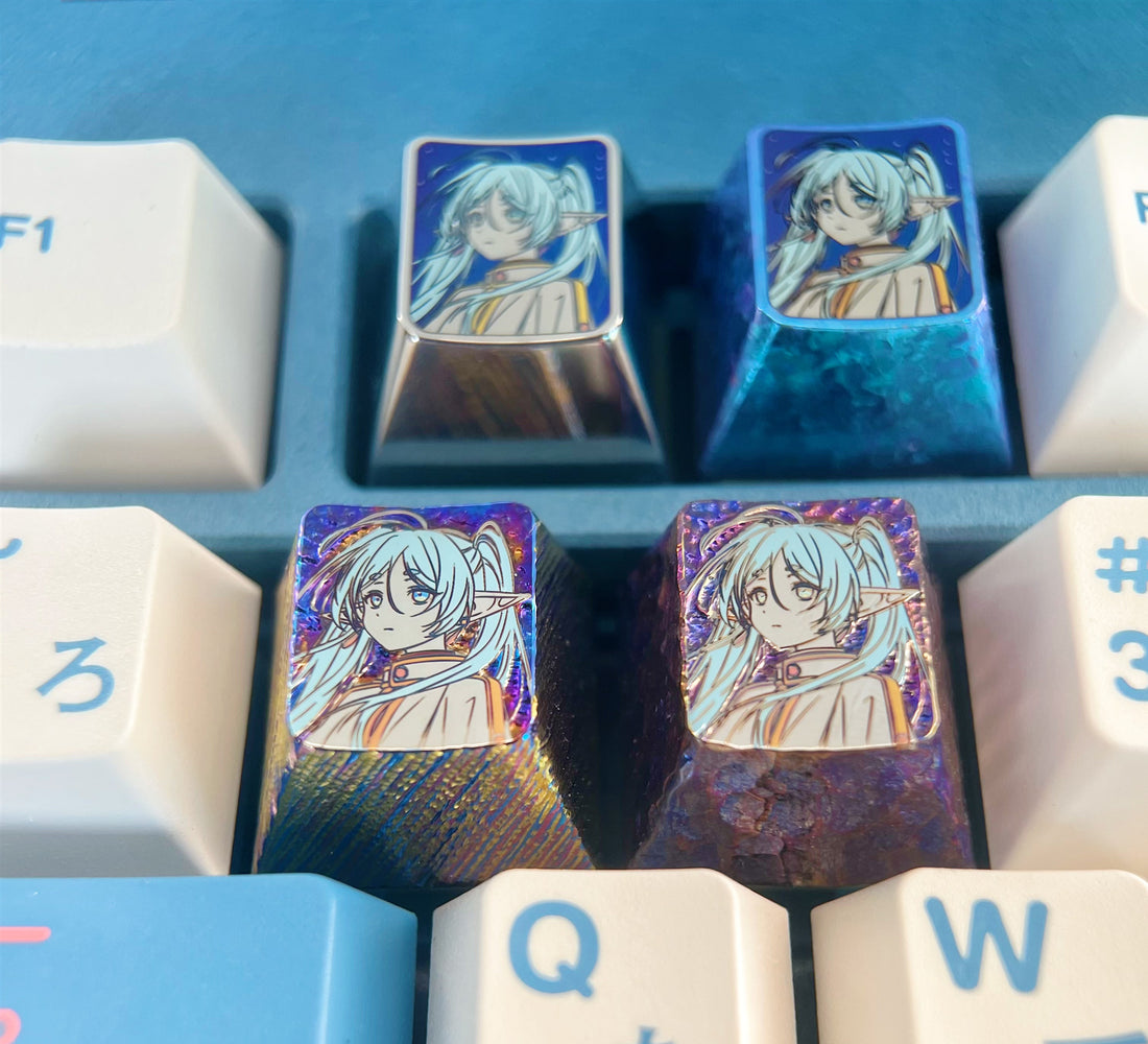 Frieren1U color titanium handmade keycaps, titanium alloy carved keycaps, metal personalized keycaps, decorative keycaps