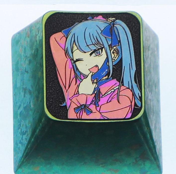 Hatsune Miku theme, 10 styles, highly selectable, 1 U titanium alloy personalized keycap, animation game music culture creative decoration keycap, metal art keycap