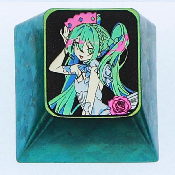 Hatsune Miku, 1U titanium alloy personalized keycap, animation game music culture creative decoration keycap, metal art keycap