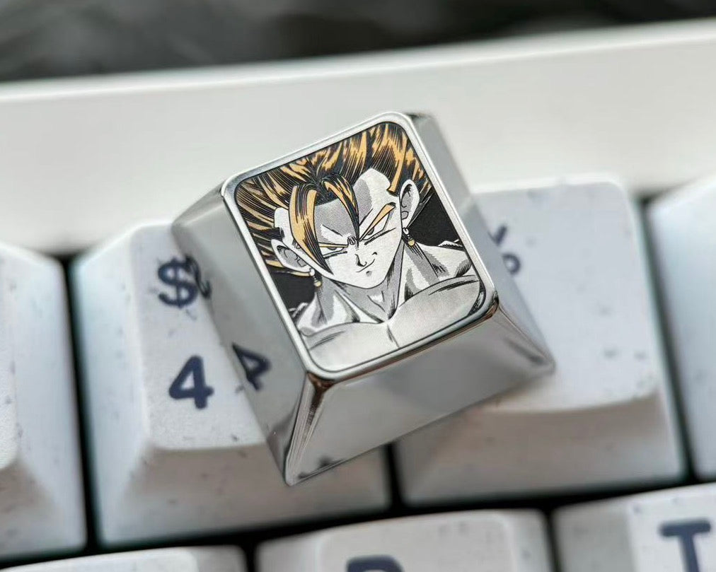 Dragon Ball Super Saiyan, 1U titanium alloy precision carved personalized keycaps, anime and game culture creative metal carved keycaps