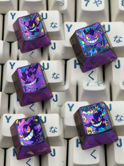 Pok é mon series, gengar theme, 5 styles 1 U titanium alloy personalized keycaps, anime and game cultural creative keycaps, mechanical keyboard decorative keycaps