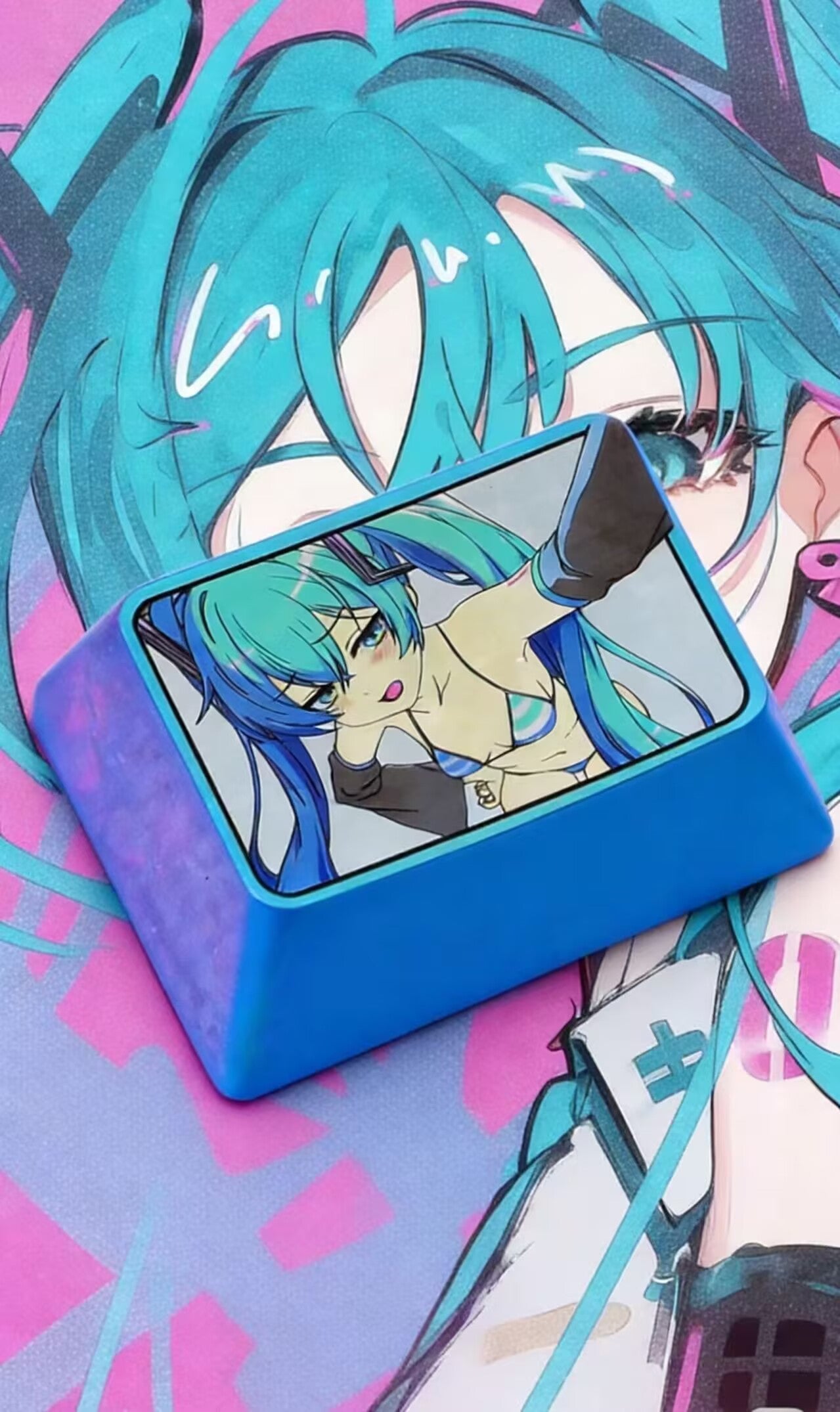 Hatsune Miku, 1.5U TAB titanium alloy personalized keycap, animation and game culture creative metal decorative keycap