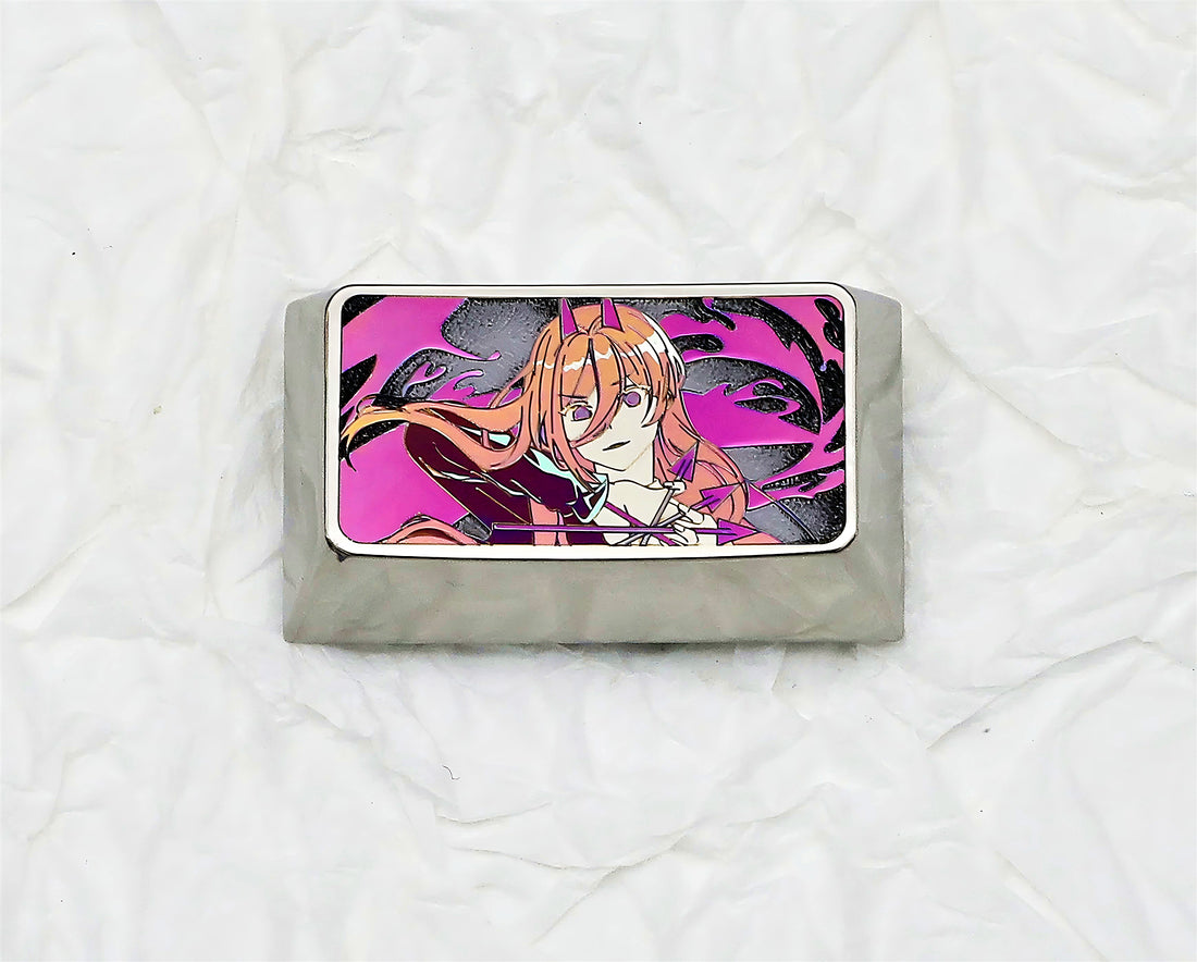 Chainsaw Man，Power，1.75U  Colored titanium alloy carved keycaps, personalized keycaps for mechanical keyboards