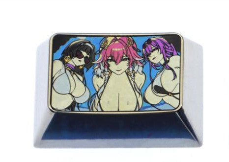 Summer swimsuit series, titanium alloy personalized keycaps 1.5u 1.75u 4u, metal carved keycaps for anime and game characters