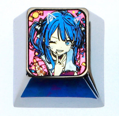 too many losing heroines! , 1U/1.25U titanium alloy personalized keycaps, metal carved anime peripheral products.