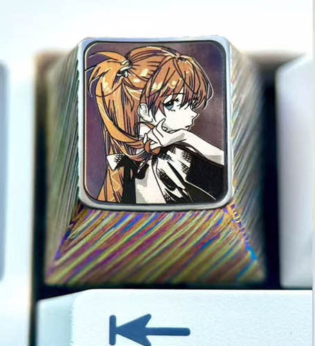 EVA, Elegant Asuka, 1U titanium alloy personalized keycap, anime, gaming, cultural and creative peripheral decorative keycap