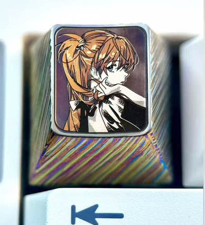 EVA, Elegant Asuka, 1U titanium alloy personalized keycap, anime, gaming, cultural and creative peripheral decorative keycap