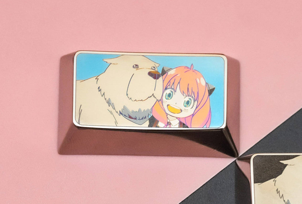 SPY × FAMILY, 1.75U Anya Forger. Colored titanium alloy carved keycaps, personalized keycaps, decorative keycaps