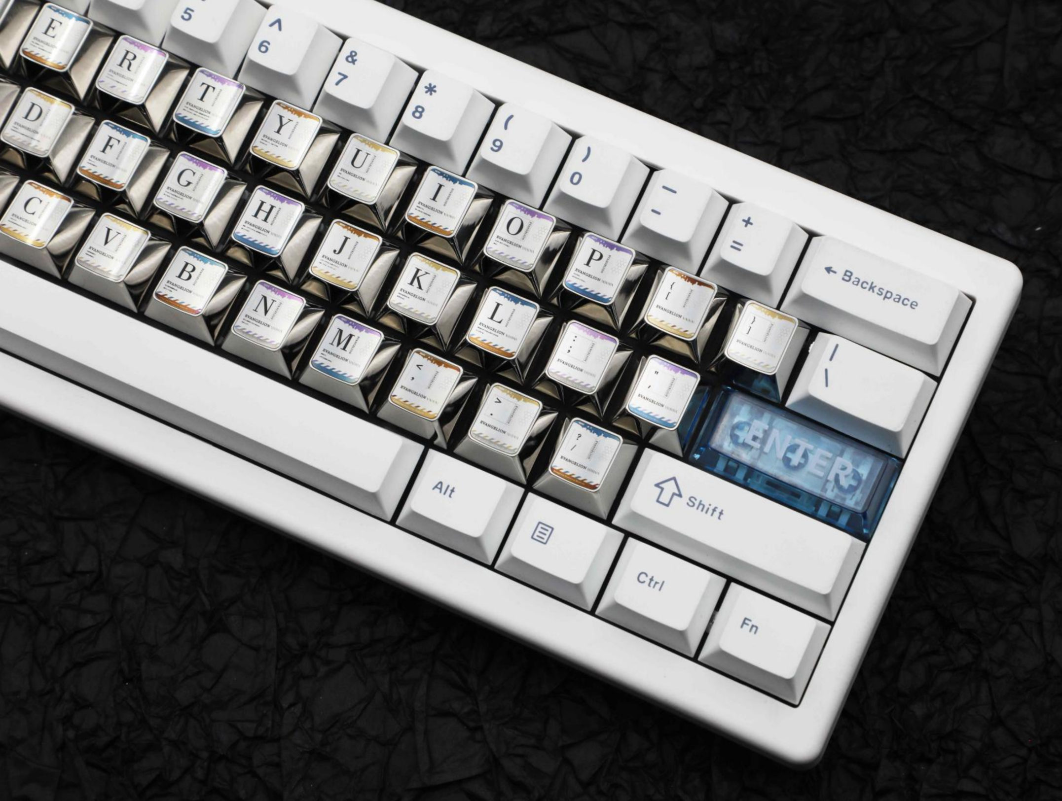 EVA theme, number area+letter area+character area, personalized design titanium alloy keycap set, anime and game culture creative peripheral decorative keycaps.