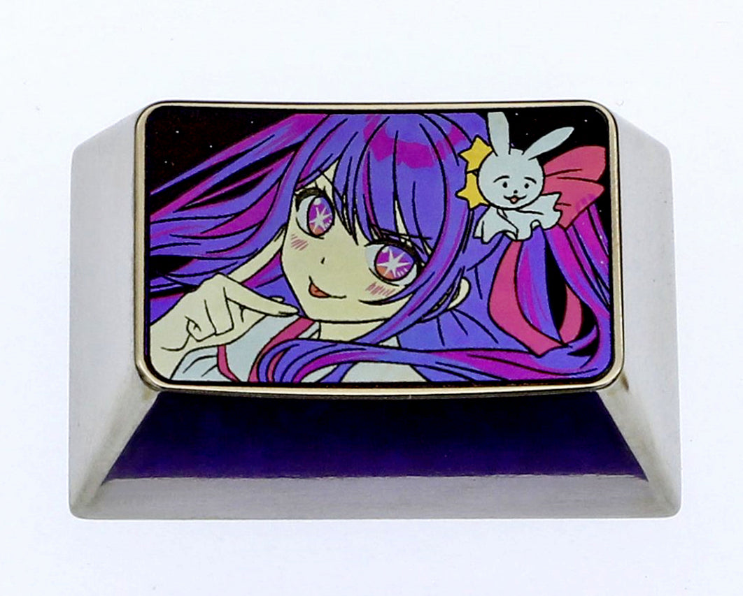 Hoshino Ai.1.5U titanium alloy personalized keycaps, anime character metal keycaps, keyboard decorative keycaps