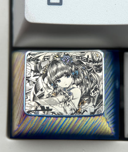 Genshin Impact, Kamisato Ayaka, 1.25U titanium alloy finely carved personalized keycaps, anime and game culture creative metal keycaps