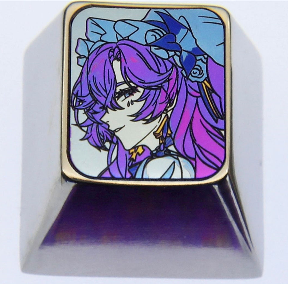Cantarella, Two 1U titanium alloy personalized keycaps, metal decorative keycaps, anime game character keycaps