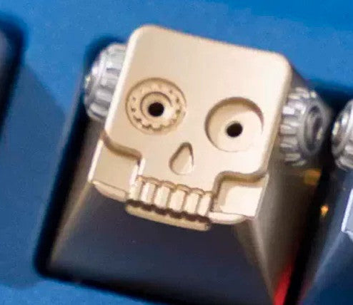 Metal skeleton, 3D gear skeleton, aluminum alloy CNC metal anode personalized keycap, mechanical keyboard decorative art keycap