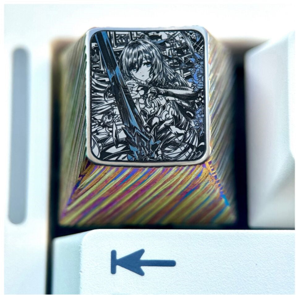 Honkai: Star Rail, Jingliu, 1U titanium alloy precision carved personalized keycaps, anime and game culture creative metal carved keycaps