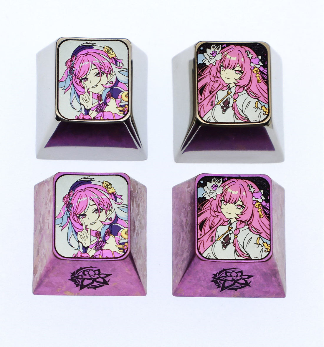 Honkai Impact 3, Elysia, 1U titanium alloy personalized keycaps, metal decorative art keycaps, gaming keycaps