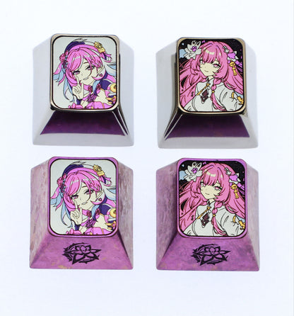 Honkai Impact 3, Elysia, 1U titanium alloy personalized keycaps, metal decorative art keycaps, gaming keycaps