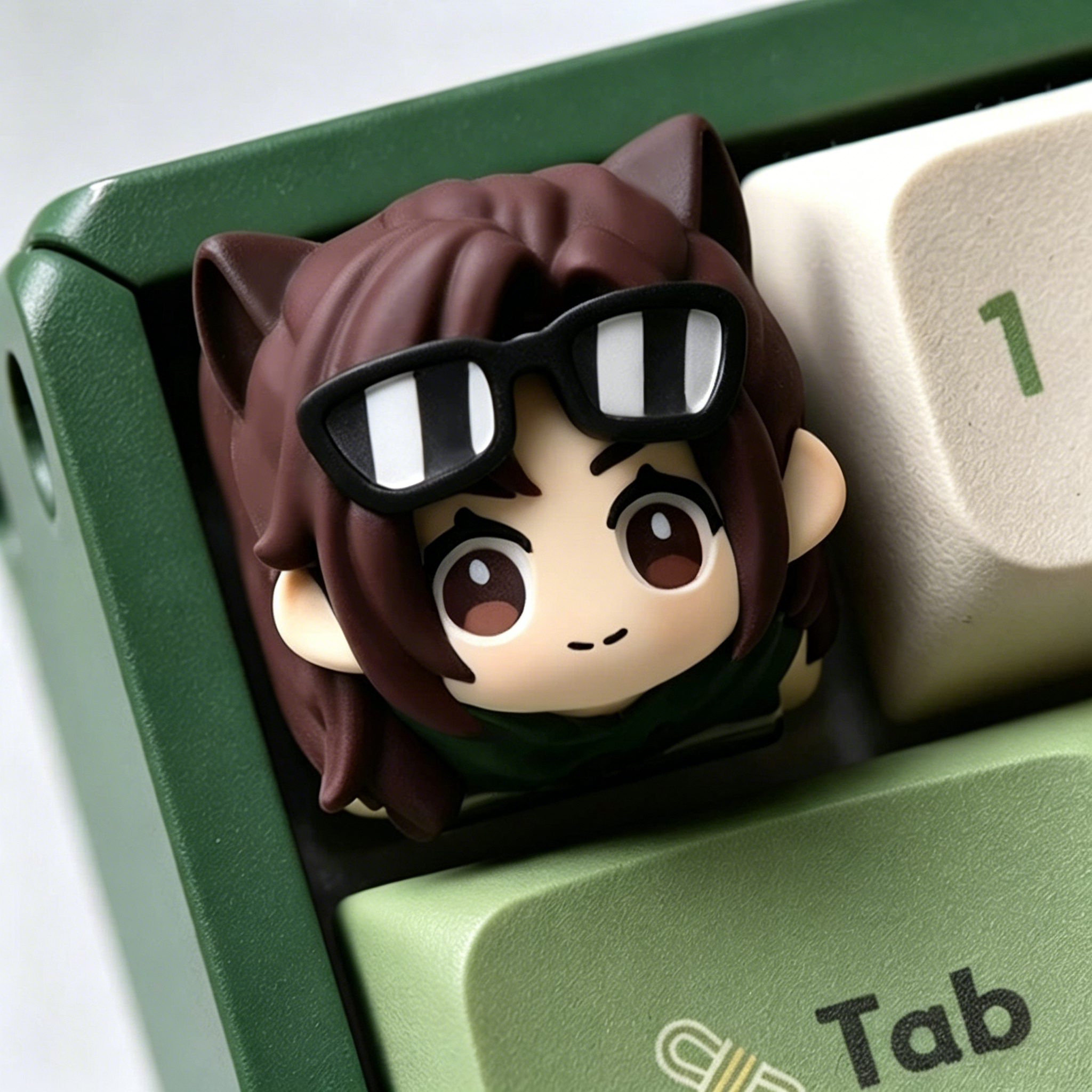 Delta Force, FPS game cartoon character design, multi-color resin molded personalized keycaps, mechanical keyboard decorative keycaps.