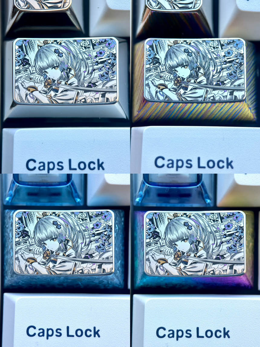 Kamisato Ayaka， 1.5U titanium alloy personalized keycaps, anime and game peripheral products, metal carved keycaps