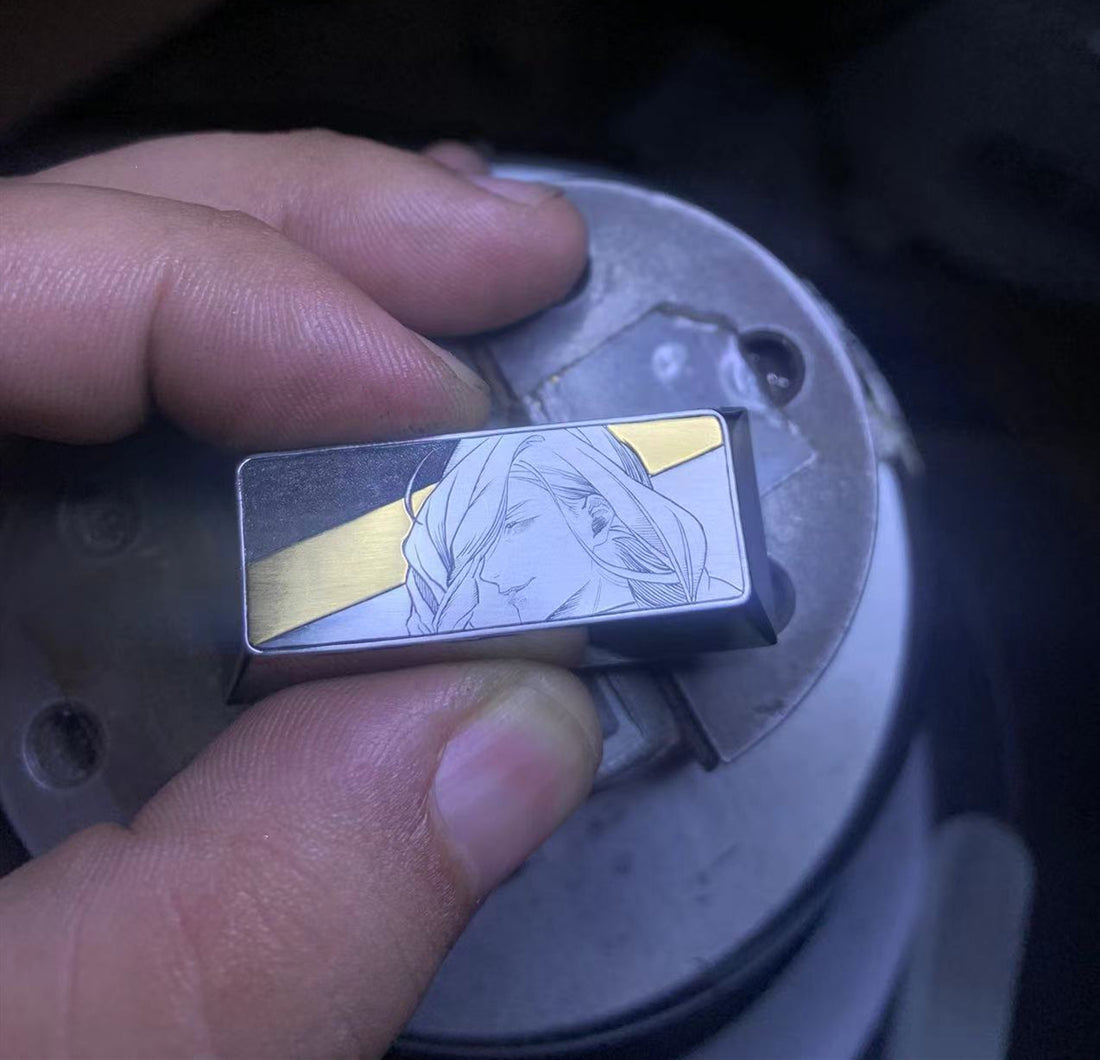Jujutsu Kaisen めいめい (Meimei) Hand carved gold inlaid titanium alloy keycaps.（2.25U）