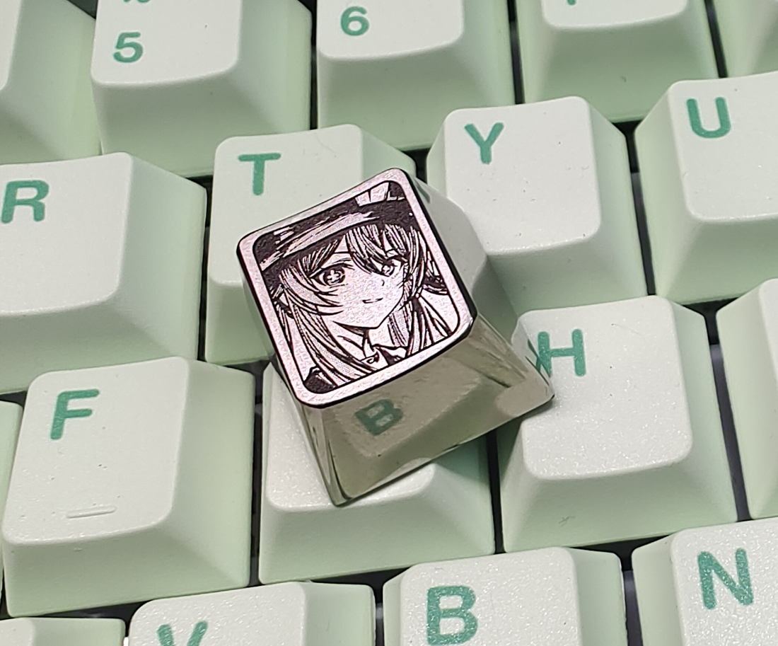 Genshin Impact，Hu Tao，Titanium alloy plain carving, 1U keycap