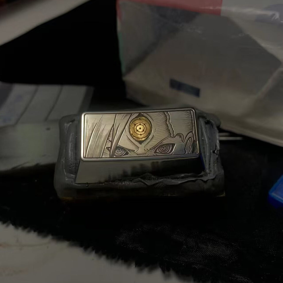 NARUTO，Rikudō Sennin，Uchiha Madara， Handmade titanium alloy carving, gold inlaid titanium alloy artistic keycaps, personalized keycaps.2U back key