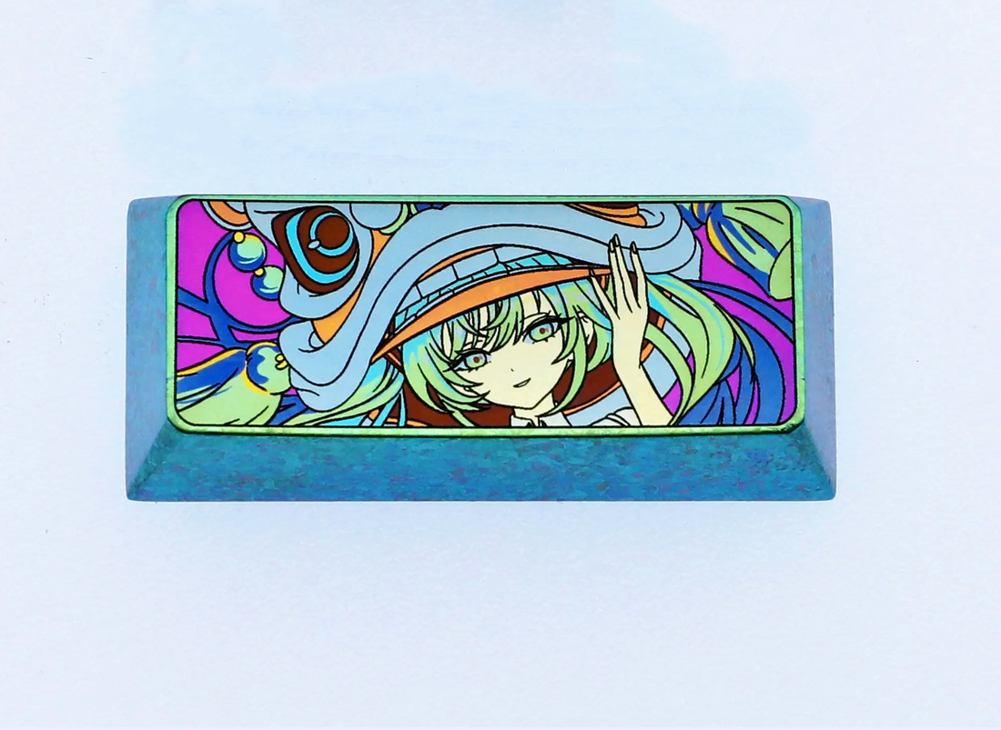 Hatsune Miku, 2.25U/Enter, 2.25U/Left Shift, color carved titanium alloy mechanical keyboard decorative keycap.