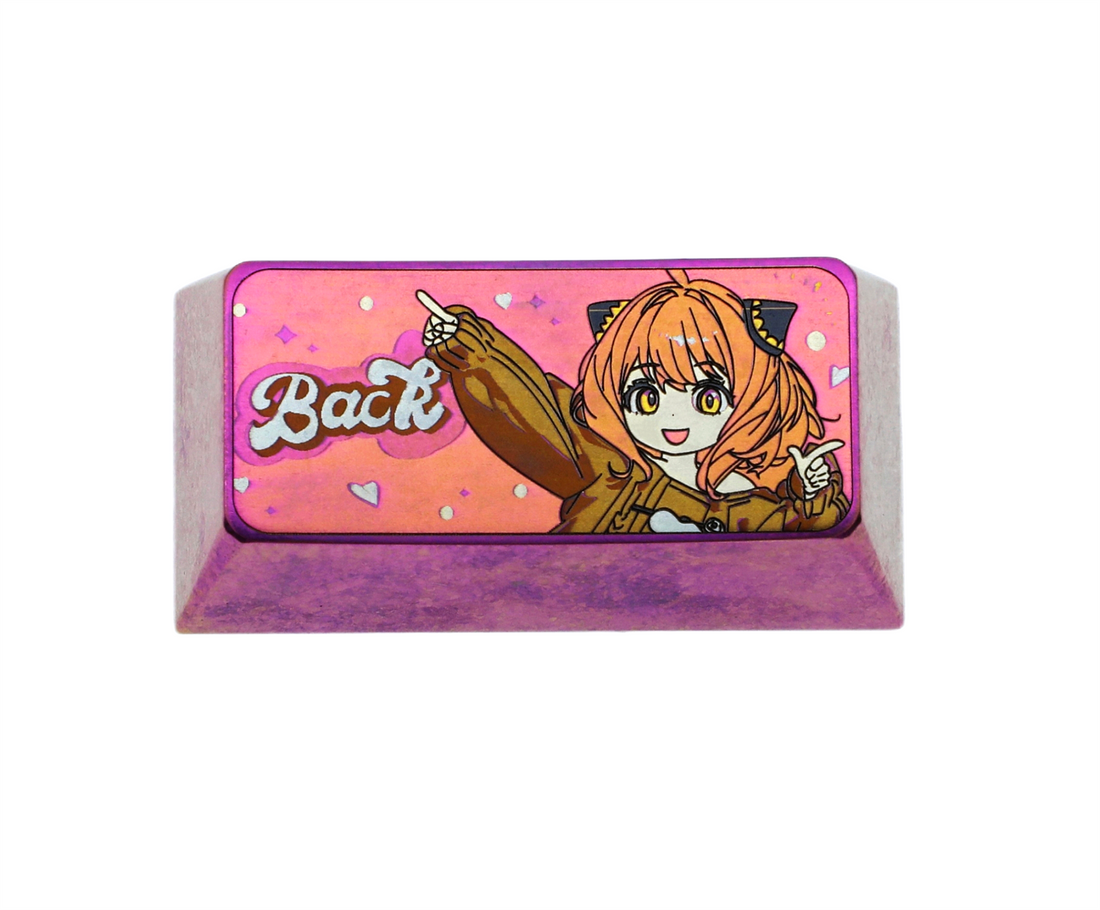 SPY×FAMILY, Anya Forger 1.75U、2U, Colored titanium alloy carved keycaps, mechanical keyboard decorative keycaps.