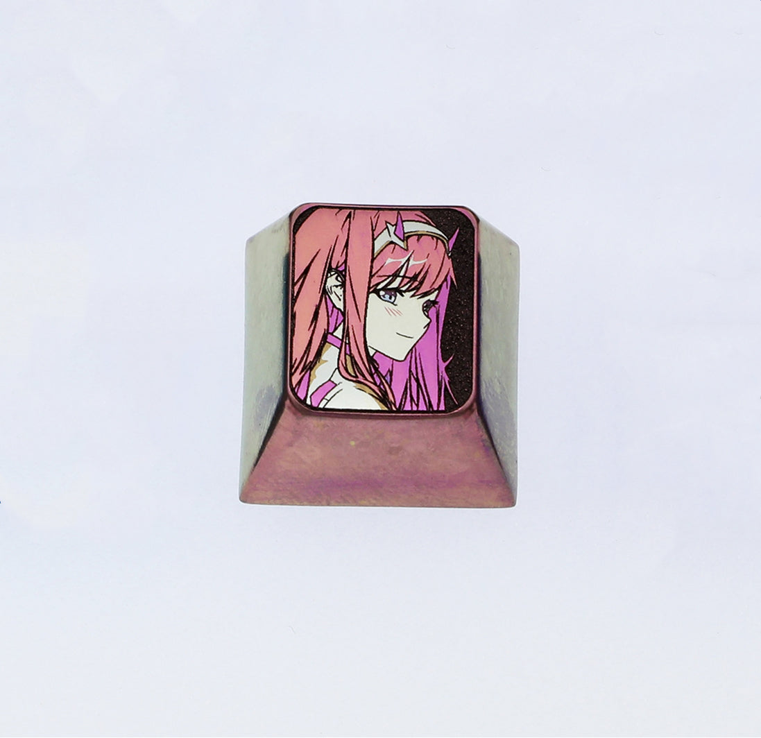 DARLING in the FRANXX 02, Colored titanium alloy 1U carved keycaps, personalized keycaps for mechanical keyboards.