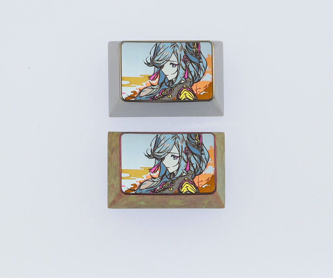 Genshin Impact, Shenhe, titanium alloy carved personalized keycaps, mechanical keyboard decorative keycaps
