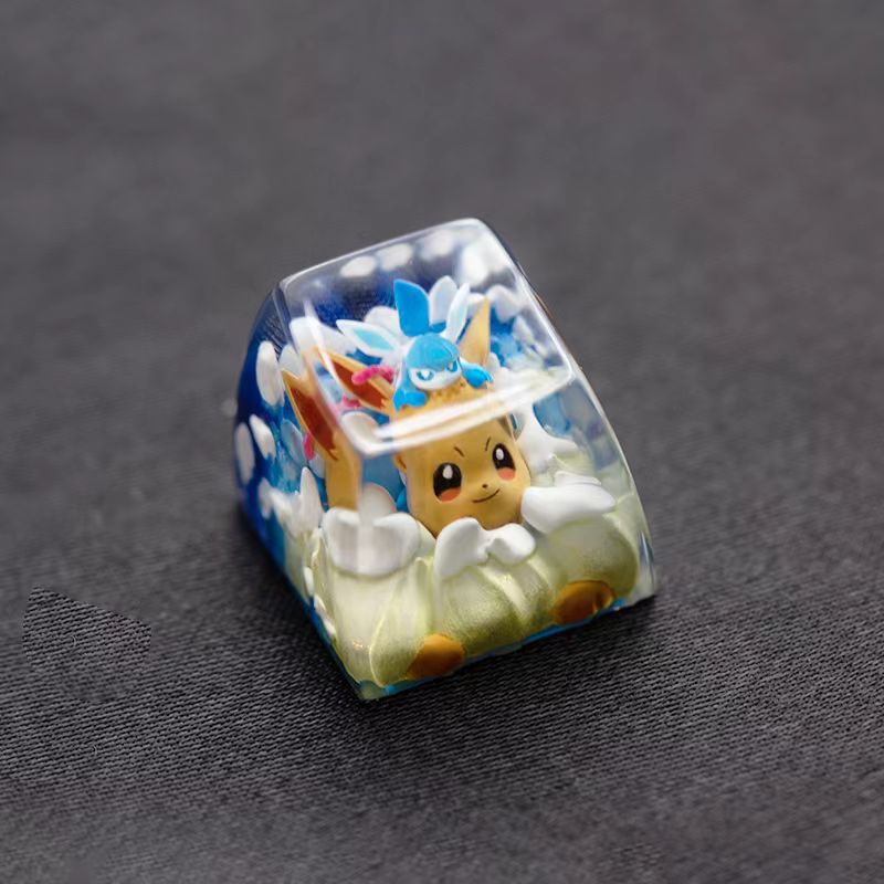 Pok é mon series, Crystal drops of glue to enlarge Eevee, anime and game peripheral products with personalized keycaps
