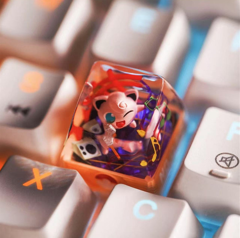 Pok é mon, Jigglypuff，Crystal drops of glue，1U artisankeycaps， Cute keycaps around anime and games