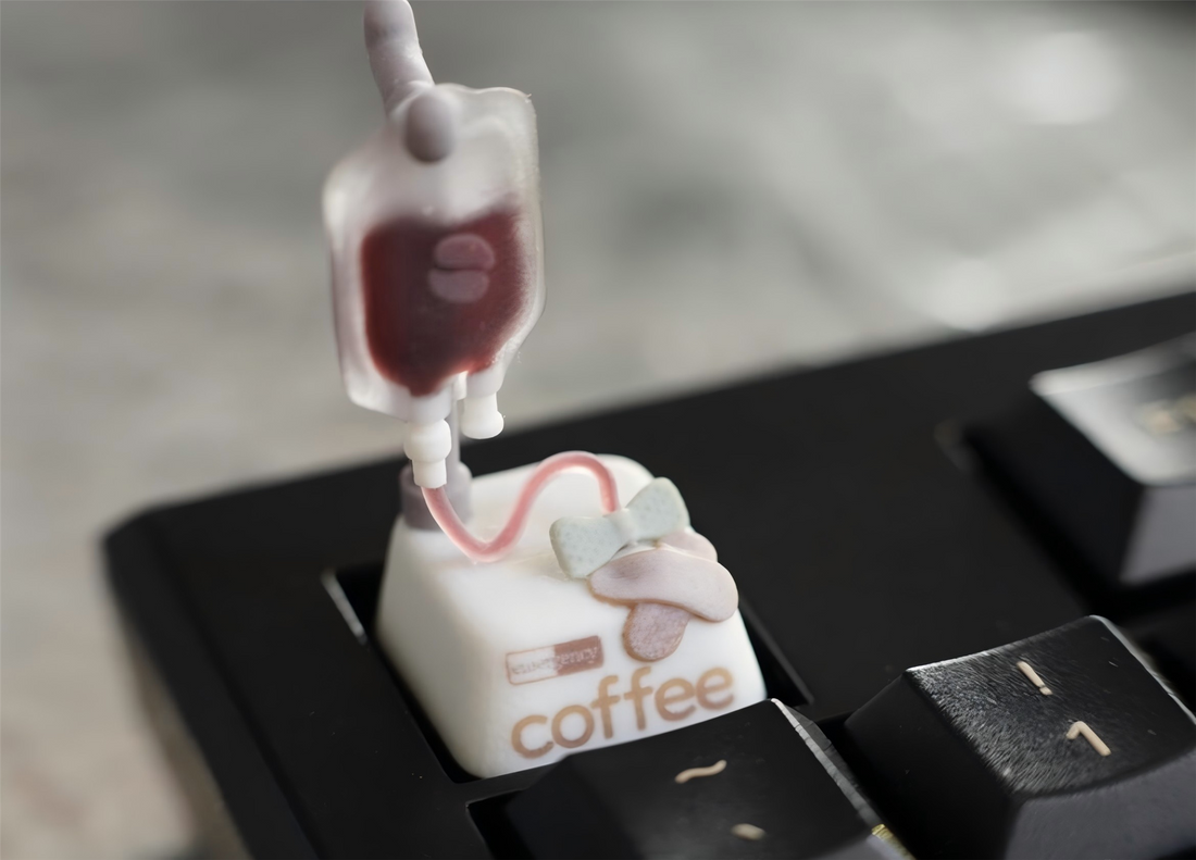 Healing coffee keycaps, resin personalized keycaps, handmade art keycaps, office coffee culture keycaps