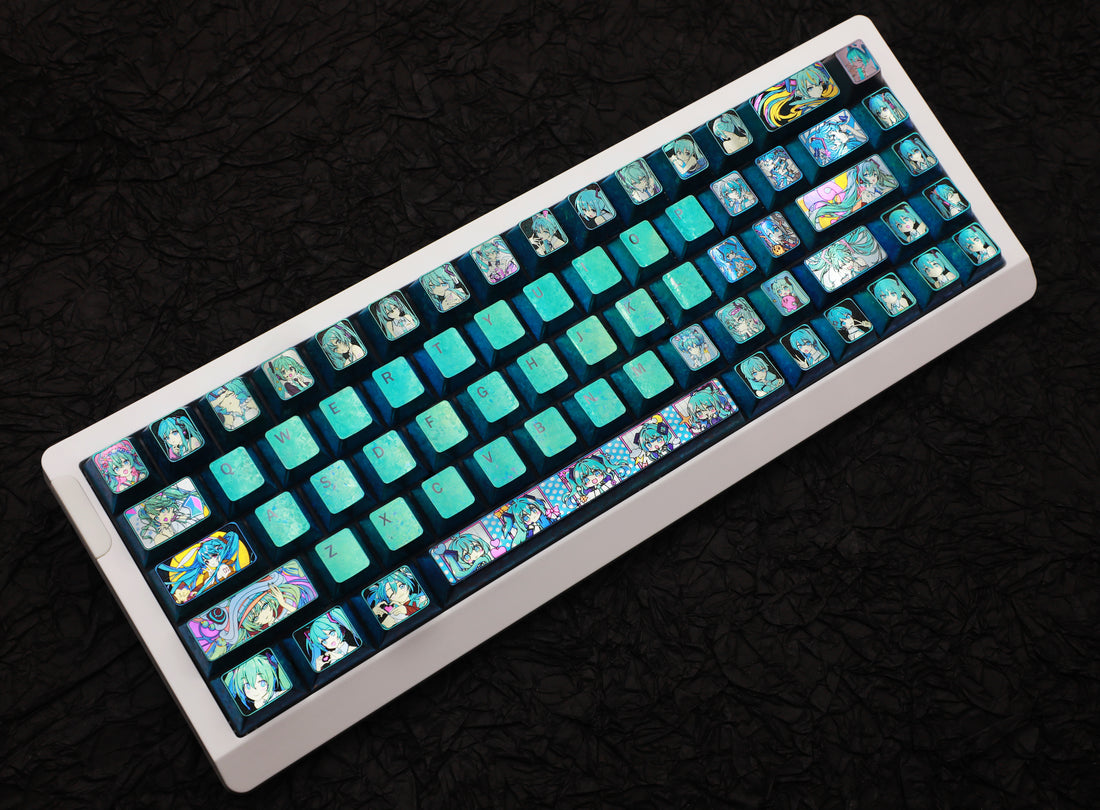 Hatsune Miku titanium alloy full set of carved keycaps, creative and personalized keycaps around animation and game music characters