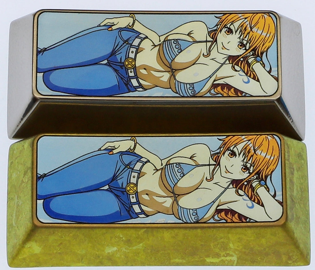 One Piece, Nami, Titanium 2.25U Personalized Keycaps, Metal Decorative Keycaps, Keyboard Custom Keycaps