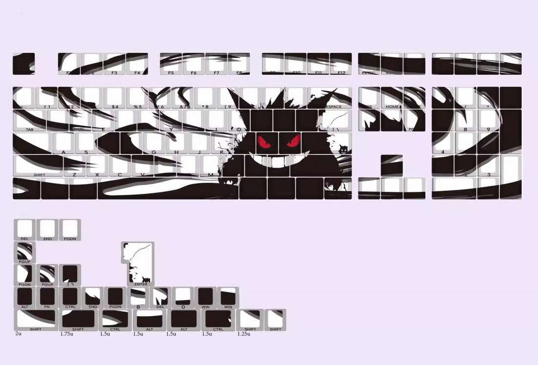 Shadow Ghost Shadow, Black and White PBT Material Set Personalized Keycaps, Mechanical Keyboard Decorative Keycaps.