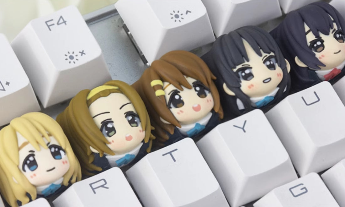 K-ON! Multi colored resin molded personalized keycaps, anime game keycaps