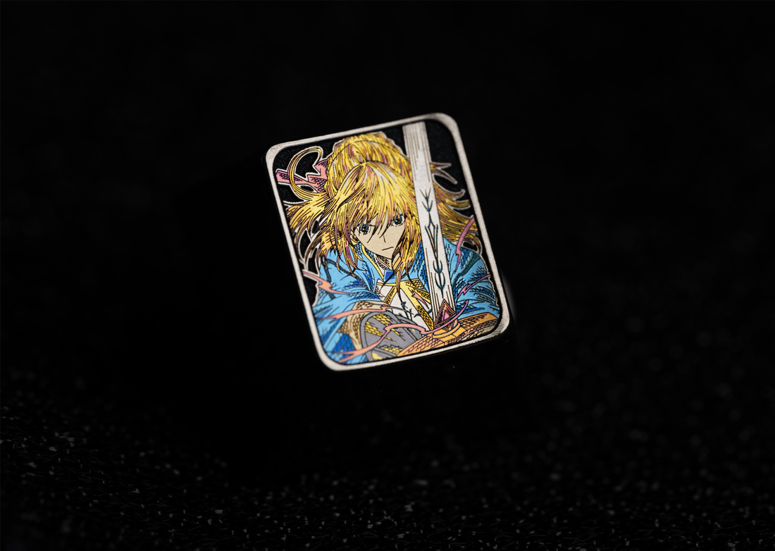 Saber, 1U precision titanium alloy personalized keycap, metal decorative keycap, anime game art keycap