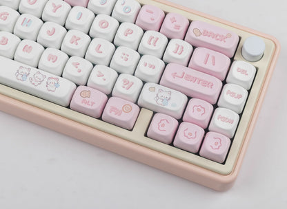 Kitten eating fish keycap pink MOA high MAC heat sublimation personality set keycap