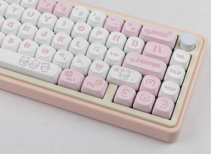 Kitten eating fish keycap pink MOA high MAC heat sublimation personality set keycap