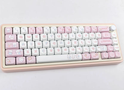 Kitten eating fish keycap pink MOA high MAC heat sublimation personality set keycap